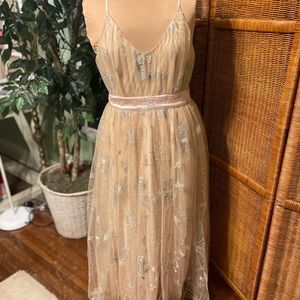 TOBS Oblong Box Shop Blush Pink Celestial Pegasus Maxi Dress SZ 6